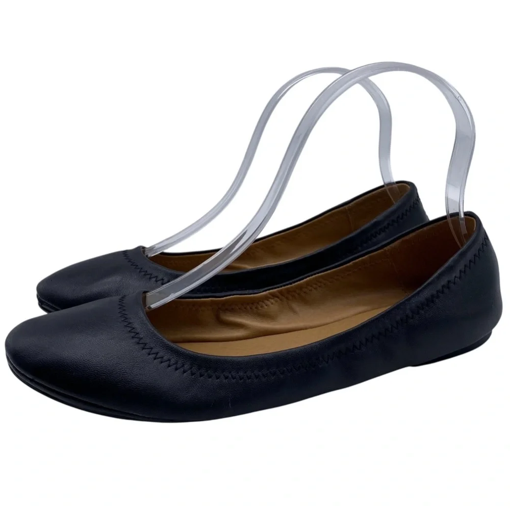 Lucky Brand Womens Shoes Erin Ballet Flats Sz 7.5 Black Leather Flat Slip On